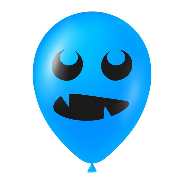 Illustration de ballon bleu Halloween avec visage effrayant et drôle