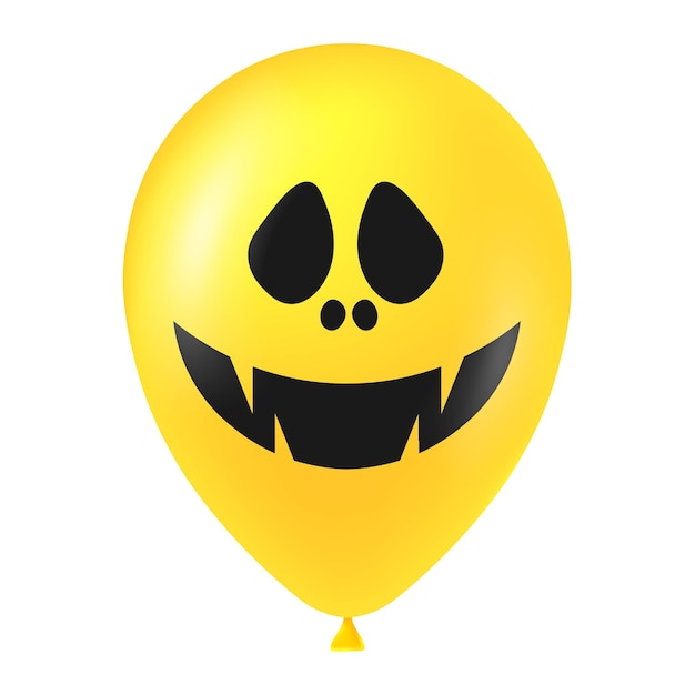 Illustration De Ballon Jaune Halloween Avec Visage Effrayant Et Drôle