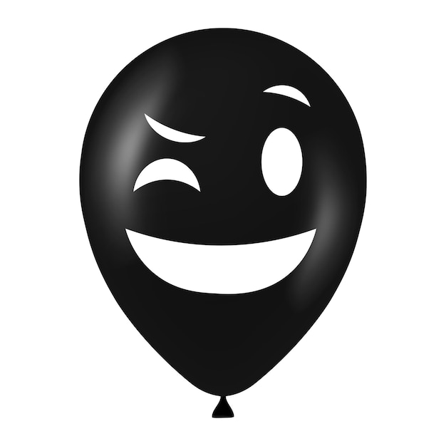Illustration De Ballon Noir Halloween Avec Visage Effrayant Et Drôle