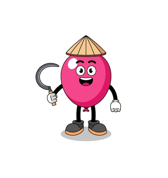 Illustration D'un Ballon En Tant Que Personnage De Fermier Asiatique