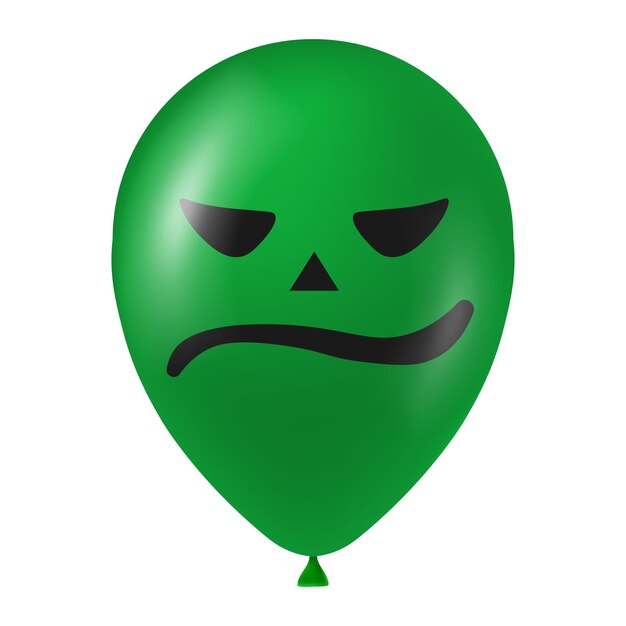 Illustration de ballon vert Halloween avec visage effrayant et drôle