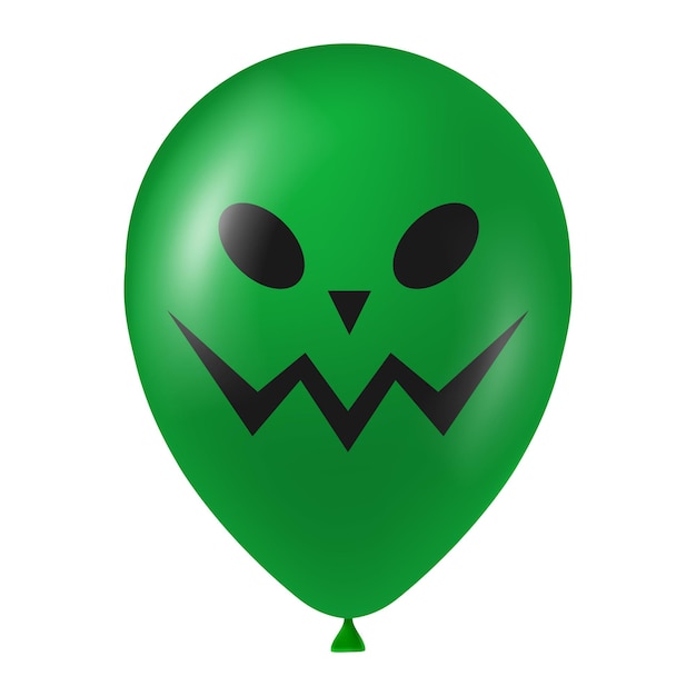 Illustration de ballon vert Halloween avec visage effrayant et drôle