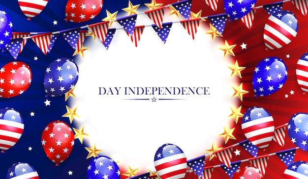 Illustration avec des ballons avec des symboles de l'Amérique USA Independence Day