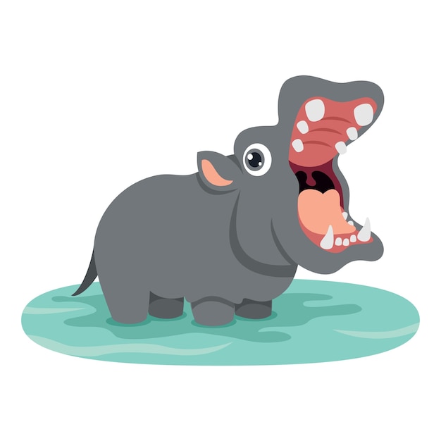 Illustration de bande dessinée d'un hippopotame