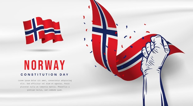Vecteur illustration de la bannière de la célébration de la fête de l'indépendance de la norvège avec espace de texte illustration vectorielle