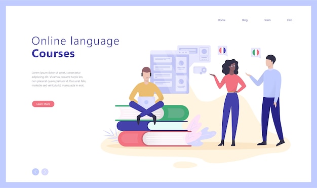 Illustration De Bannière Web Concept Cours De Langue En Ligne
