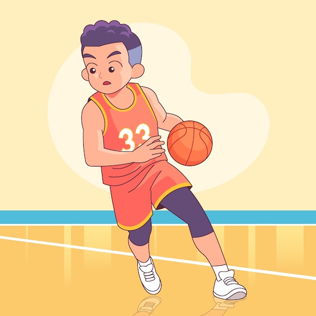Illustration de basket-ball dessiné à la main