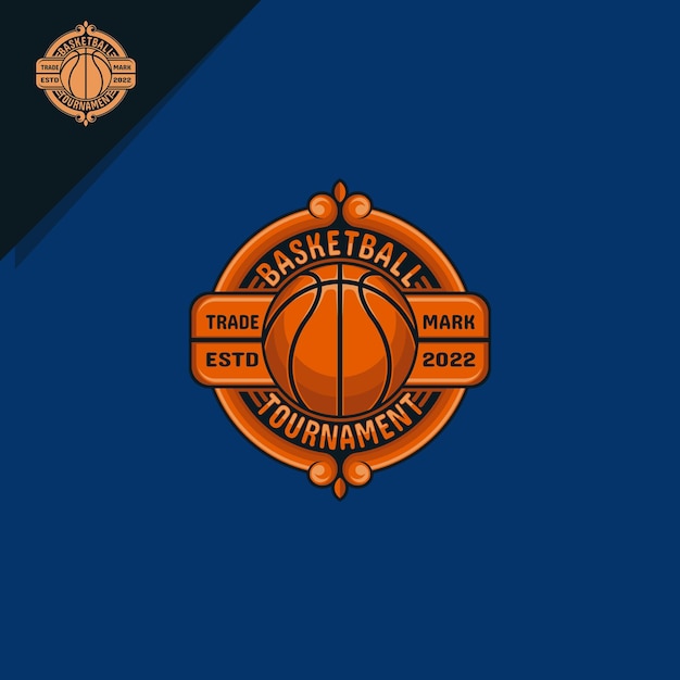 illustration de basket-ball avec ornement simple pour logo emblème