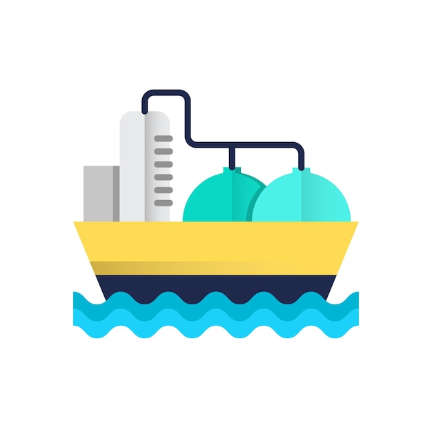 Illustration d'un bateau avec deux réservoirs d'essence sur l'eau.