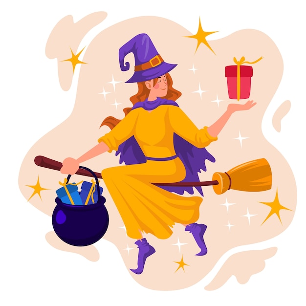 Vecteur illustration de befana plat