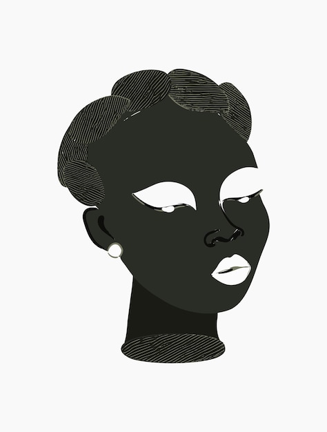 Illustration de belle fille noire Croquis de profil afro-américain Texture de peinture Visage féminin mode femmes silhouette de cheveux afro