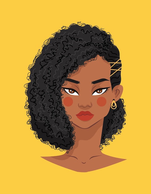 Vecteur illustration de la belle fille noire. superbe fille exotique.