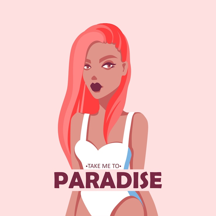 Vecteur illustration avec belle fille.