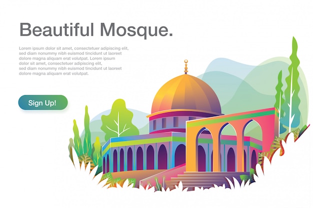 Illustration De La Belle Mosquée Avec Un Modèle De Texte