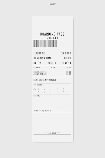 Vecteur illustration de billet de carte d'embarquement de la compagnie aérienne