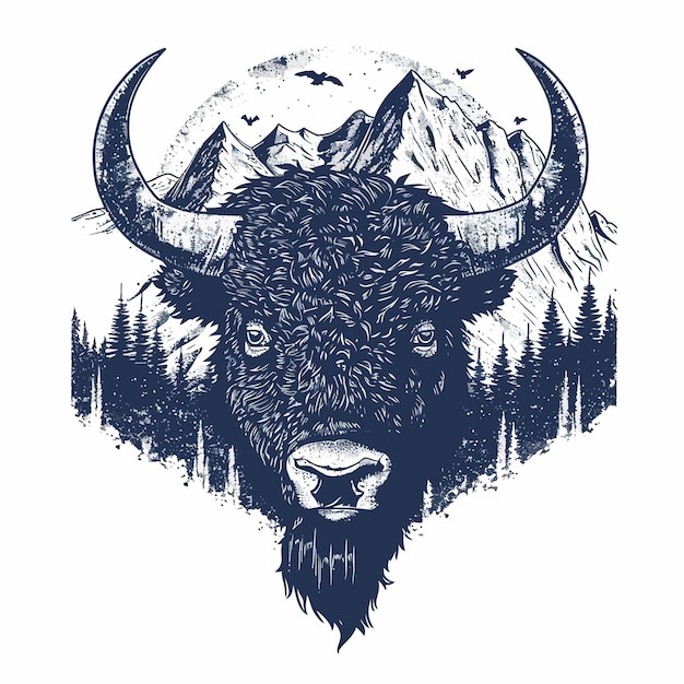 Vecteur illustration de bison pour t-shirt