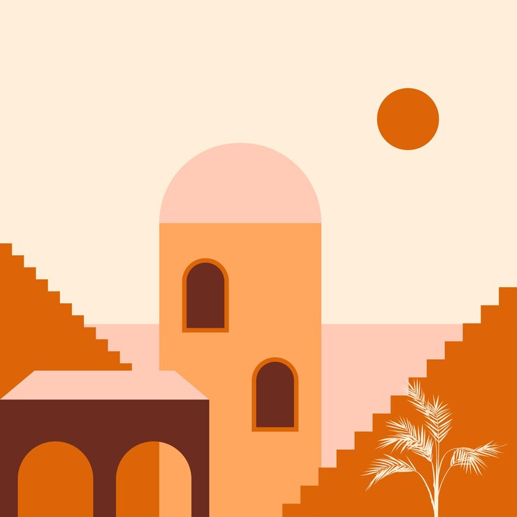 Illustration boho minimaliste de la ville