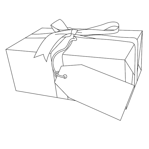 Illustration D'une Boîte-cadeau Enveloppée De Ruban Avec Une étiquette-cadeau Ou Une étiquette Cadeaux De Vacances Noël