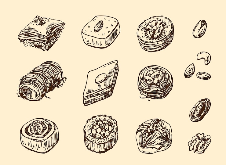Illustration de bonbons orientaux