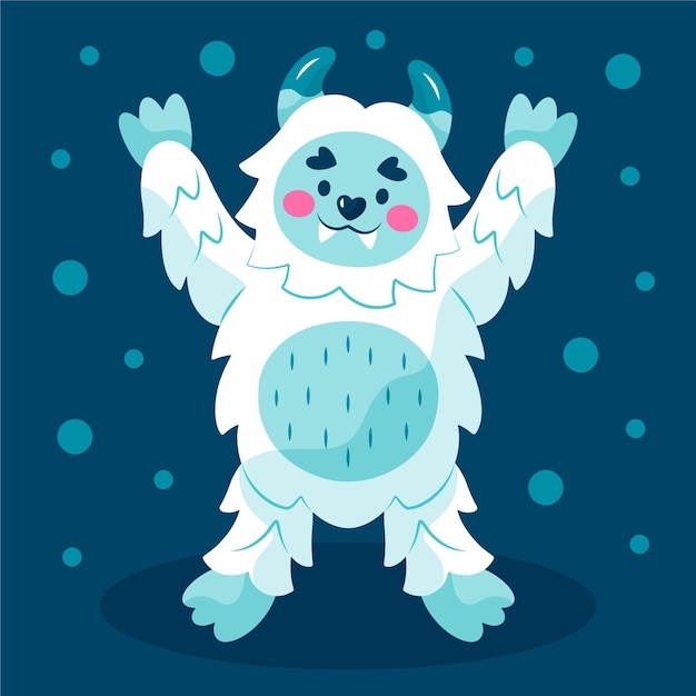 Illustration De Bonhomme De Neige Abominable Yeti Dessiné à La Main