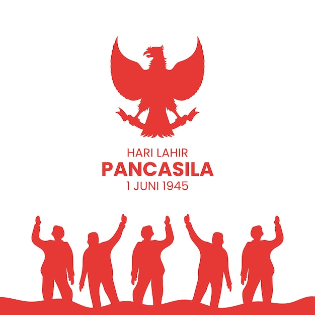 Illustration de la bonne fête du pancasila. traduction : selamat hari lahir pancasila.