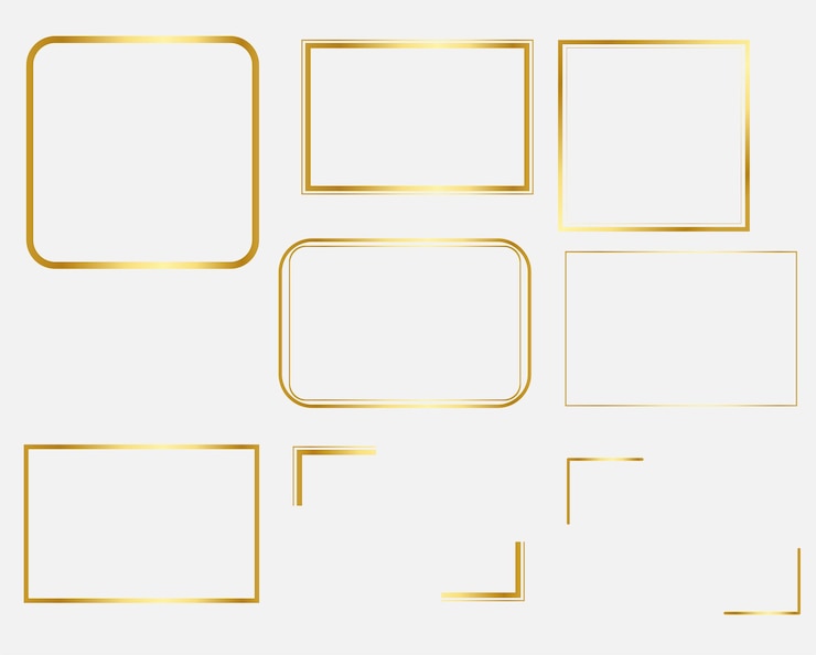 Illustration de bordure rectangle cadre doré Éléments de conception vectorielle