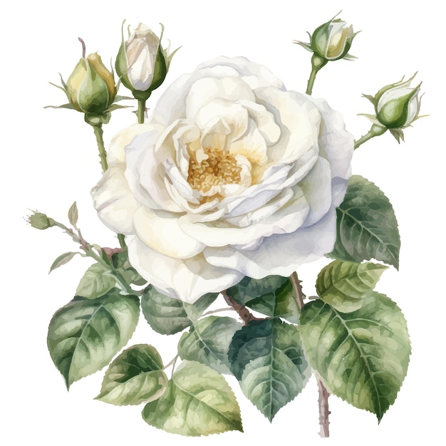 Illustration botanique aquarelle de rose pour vous concevoir Objet naturel isolé sur fond blanc