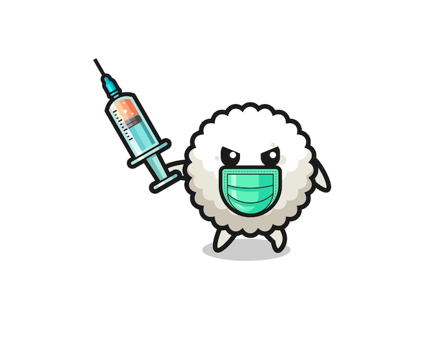 Illustration De La Boule De Riz Pour Combattre Le Design Mignon Du Virus