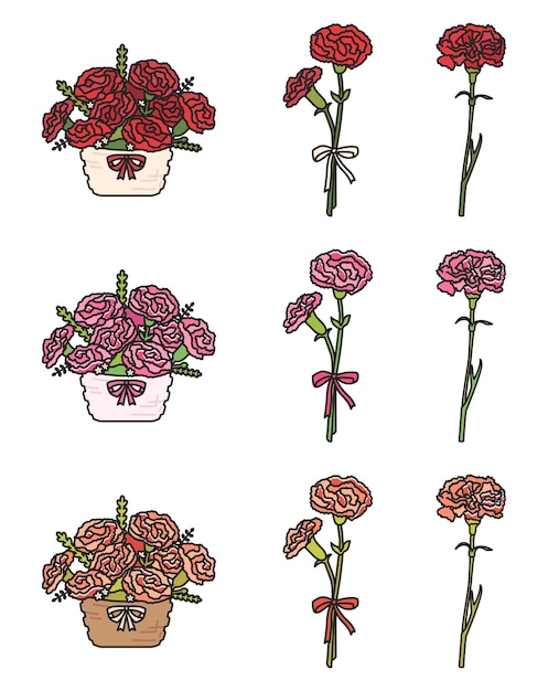 Vecteur illustration d'un bouquet de carnets de fleurs colorées