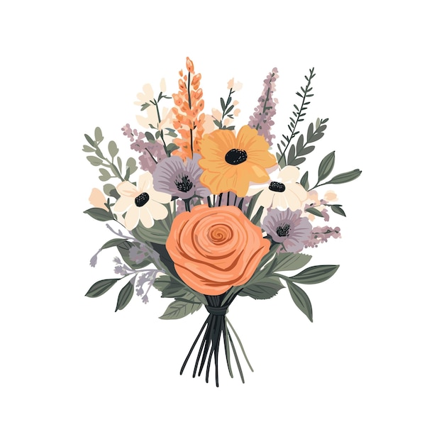 illustration de bouquet de fleurs couleur pastel simple