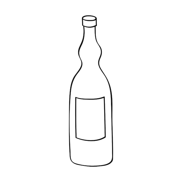 Illustration de bouteille d'alcool dessinée à la main Clipart de boisson alcoolisée dans le style de doodle Élément unique pour la conception