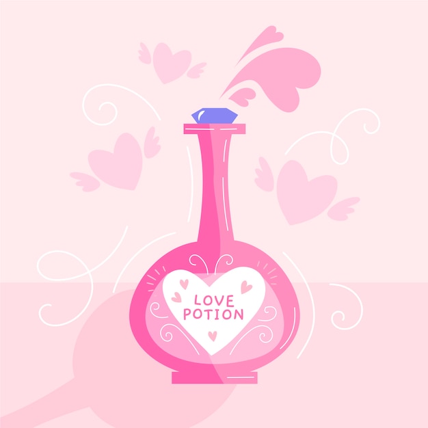 Vecteur illustration de bouteille de philtre d'amour dessiné à la main