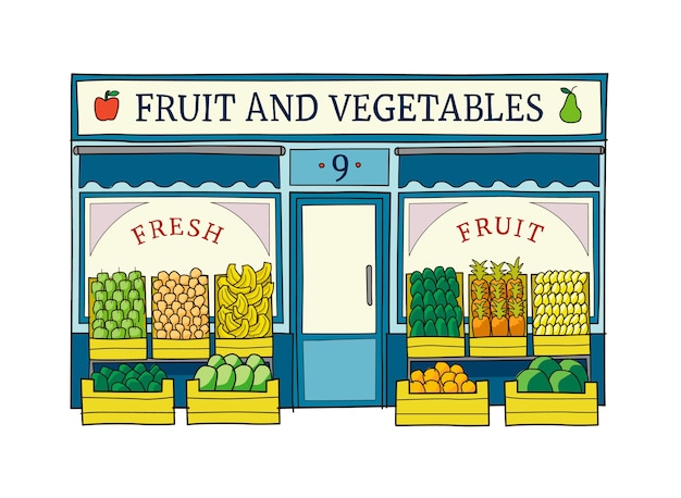 Illustration De La Boutique De Fruits Et Légumes