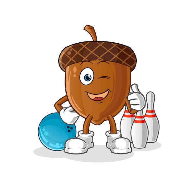 Illustration De Bowling De Jeu De Mascotte Acorn