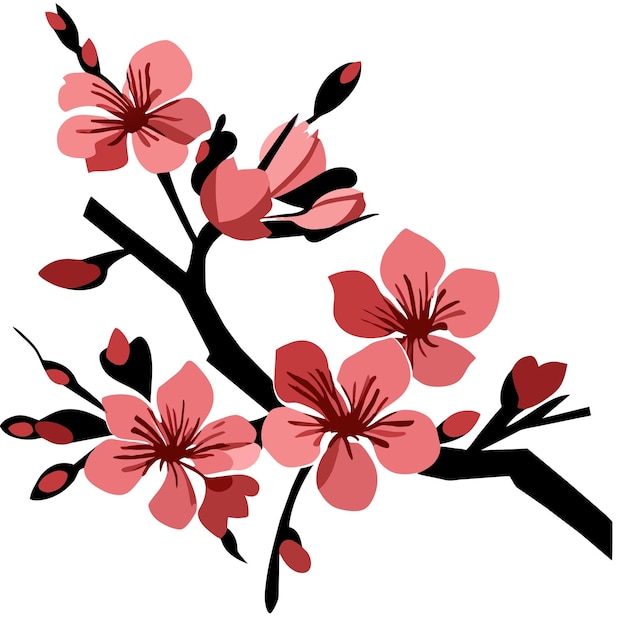 Vecteur illustration de la branche de la fleur de sakura
