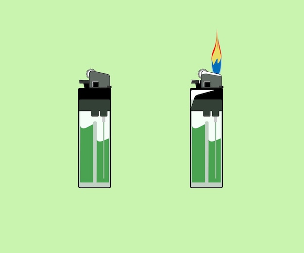 Illustration Briquet Vert Avec Vecteur De Feu