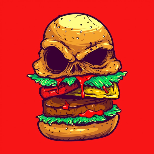 Vecteur illustration de burger de monstre macabre
