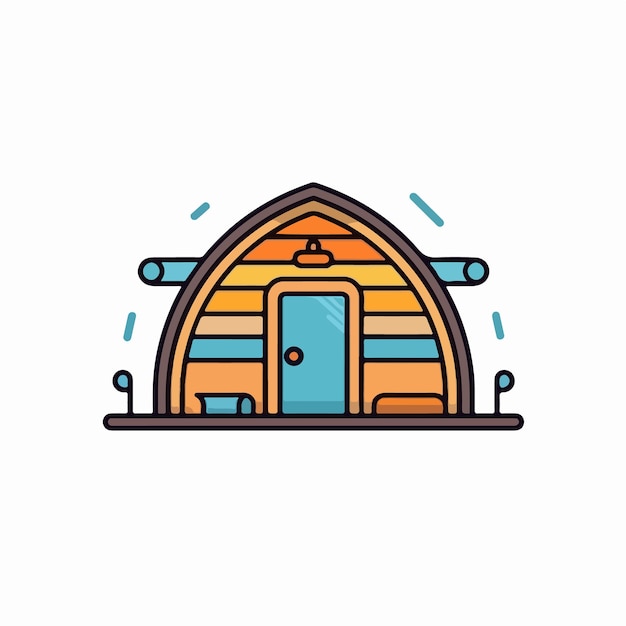 Illustration d'une cabine avec une porte bleue