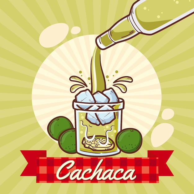 Vecteur illustration de cachaça fraîche dessinée à la main