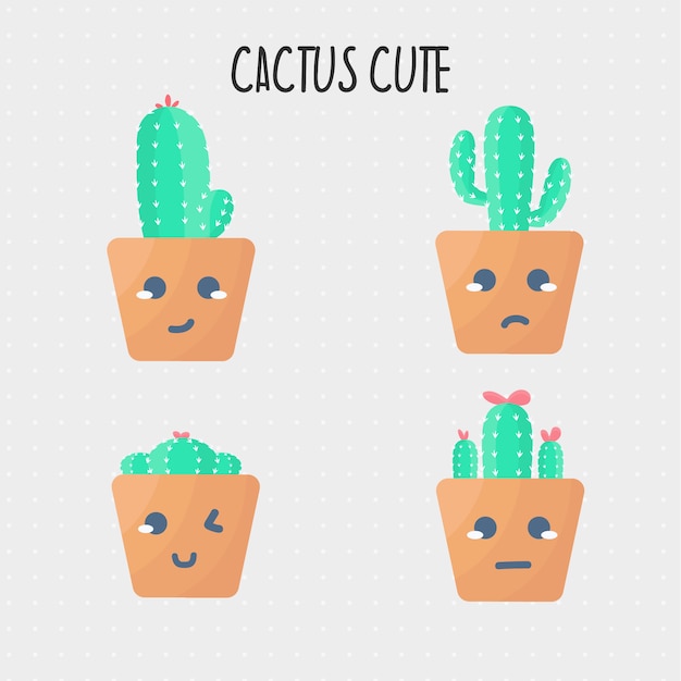 Vecteur illustration de cactus collection mignon