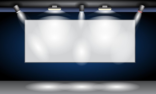 Vecteur illustration d'un cadre photo vide blanc avec projecteur.