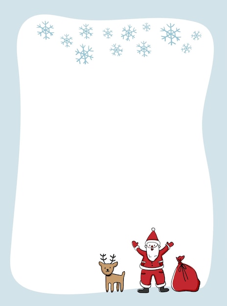 Une illustration de cadre vide avec des personnages du Père Noël et du Cerf.