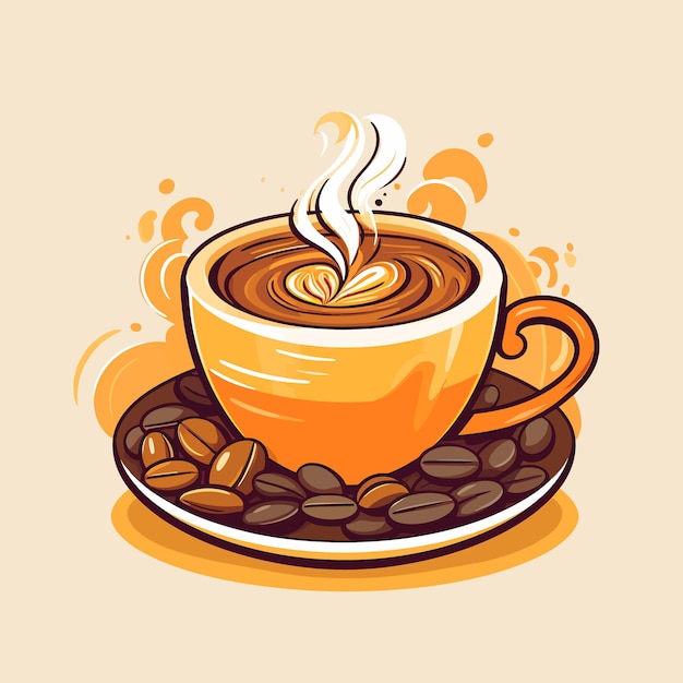 Vecteur illustration de café avec des grains