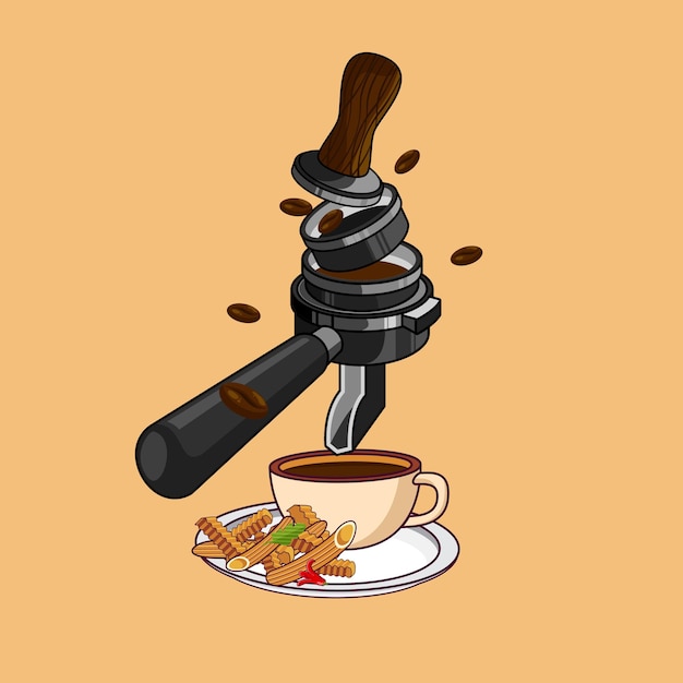 Vecteur illustration de café et de vapeur dessinés à la main