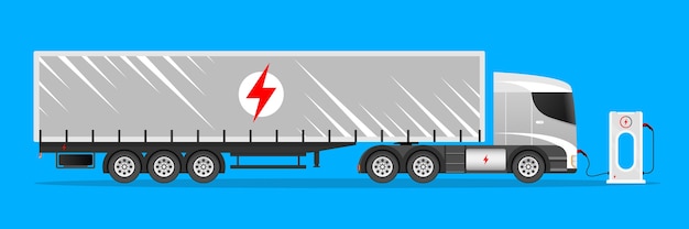 Vecteur illustration de camion de fret électrique