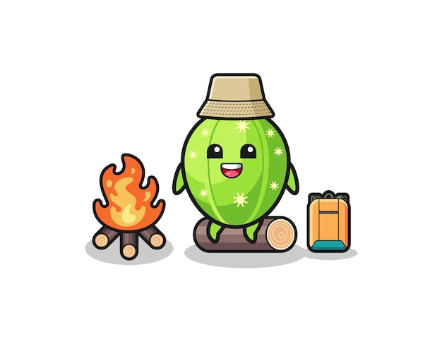 Illustration De Camping Du Dessin Animé De Cactus