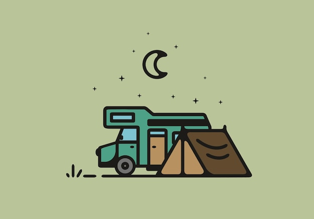 Illustration De Camping Simple Camping-car