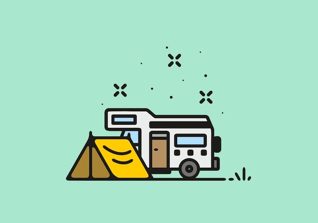 Vecteur illustration de camping simple camping-car