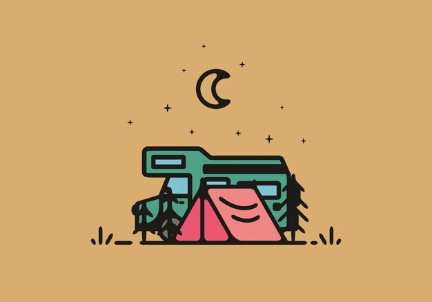 Illustration De Camping Simple Camping-car