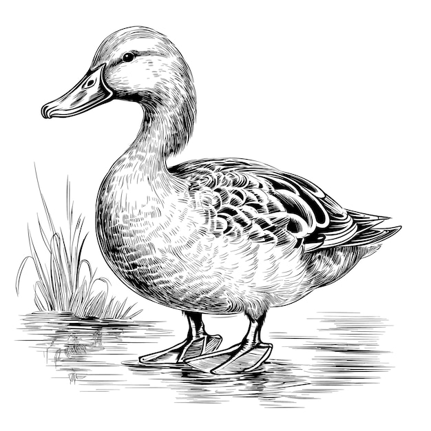 Vecteur illustration de canard croquis dessiné à la main